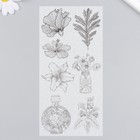 Наклейки для творчества бумага "Цветы набросок" набор 3 листа 10х20 см - фото 7849328