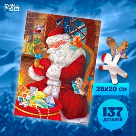 Пазл фигурный «В гостях у Деда Мороза», 137 деталей