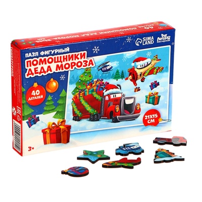 Пазл фигурный Лесная мастерская «Новый год! Помощники Деда Мороза», 40 деталей