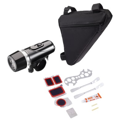 Набор для велосипеда 3 в 1: фонарь, ремонтный набор, сумка 20×20×27 см