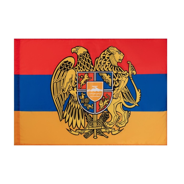 Флаг Армения с гербом, 90 х 135 см, полиэфирный шёлк, без древка