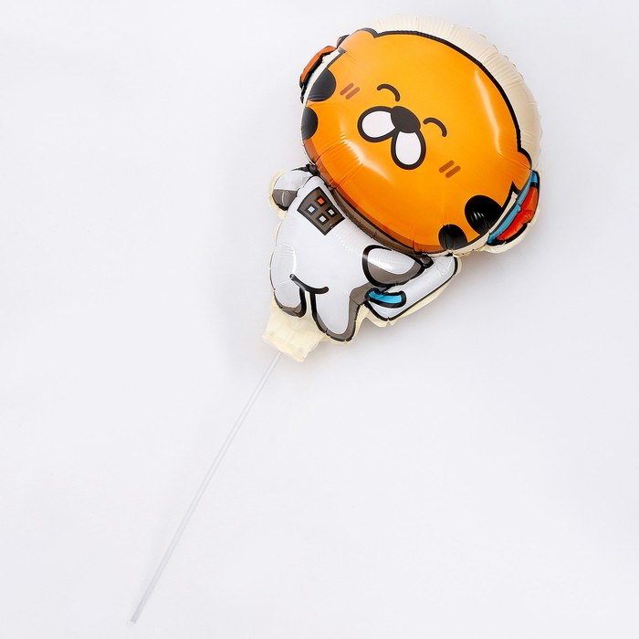 Шар фольгированный 23 «Тигр-космонавт», с палочкой