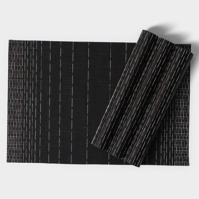 Набор салфеток сервировочных Доляна «Инь», 4 шт, 30×45 см, цвет чёрный
