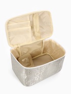 Косметичка-сундучок на молнии, на подкладке, с ручкой, зеркалом, с буквами, серая - Фото 3