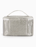 Косметичка-сундучок на молнии, на подкладке, с ручкой, зеркалом, с буквами, серая - Фото 8