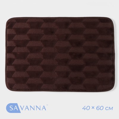 Коврик для ванной и туалета SAVANNA «Стоун», 40×60 см, коричневый