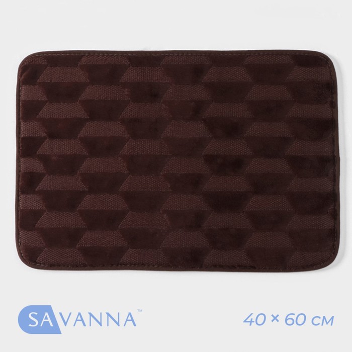 Коврик для ванной и туалета SAVANNA «Стоун», 40×60 см, коричневый - Фото 1