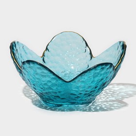 Миска стеклянная фигурная «Цветок», 60 мл, 9×4 см, цвет изумрудный