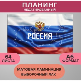 Планинг недатированный A6, 64 листа, на сшивке, обложка из картона, матовая ламинация, выборочный лак, Триколор 9824695