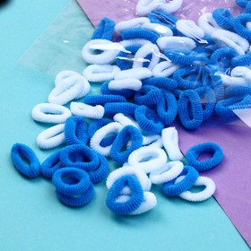 Резинка для волос "Махрушка спорт" (набор 100 шт) 1 см, сине-белый
