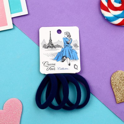 Резинки для волос QF «Марлен», набор 4 шт., фантазии, 4 см, синие