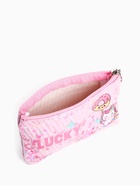 Косметичка на молнии плоская, с подкладкой, маленькая, с принтом, розовая - Фото 2