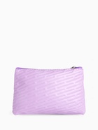 Косметичка на молнии плоская, с подкладкой, маленькая, с принтом, сиреневая - Фото 3