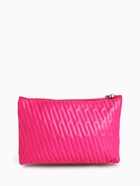 Косметичка на молнии плоская, с подкладкой, маленькая, с принтом, малиновая - Фото 3