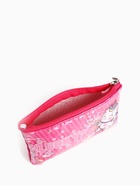 Косметичка на молнии плоская, с подкладкой, маленькая, с принтом, малиновая - Фото 2