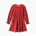 Платье для девочки, цвет красный/клетка, рост 104 см - фото 1735603