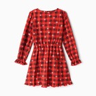 Платье для девочки, цвет красный/клетка, рост 104 см - Фото 5