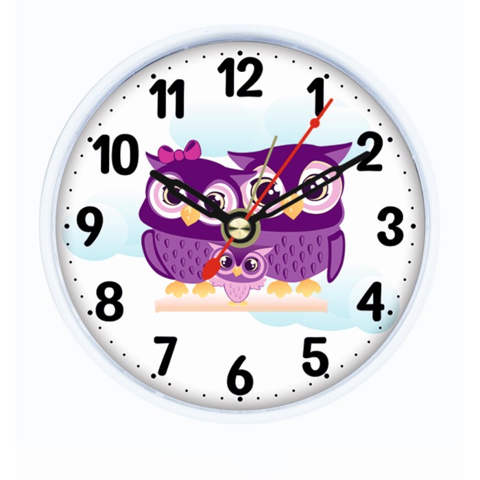 Часы - будильник настольные "Совушки", дискретный ход, циферблат d-8 см, 9.5 х 9.5 см, АА - Фото 1