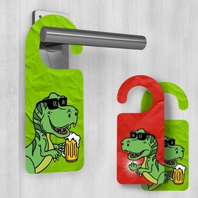Табличка на дверь "Динозавр с пивом" (комплект 2 шт)