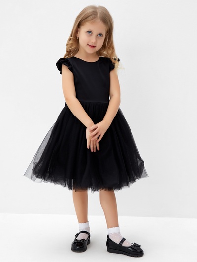 Платье нарядное для девочки MINAKU: PartyDress, чёрное, рост 92-98 см