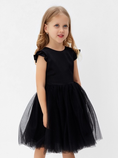Платье нарядное для девочки MINAKU: PartyDress, чёрное, рост 92-98 см