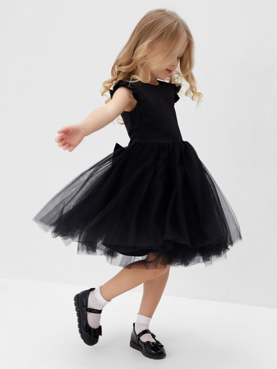 Платье нарядное для девочки MINAKU: PartyDress, чёрное, рост 92-98 см
