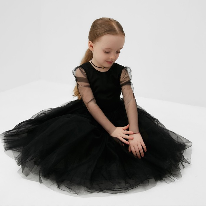 Платье нарядное детское MINAKU: PartyDress, цвет чёрный, рост 104 см - фото 1926883848