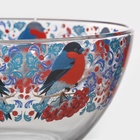 Салатник новогодний «Снегири на рябине», 900 мл, стекло, синий, красный - Фото 3