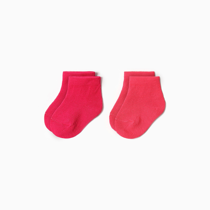 Носки детские Хлопок (2 пары), цвет коралловые/фуксия, р-р 10-12 - Фото 1