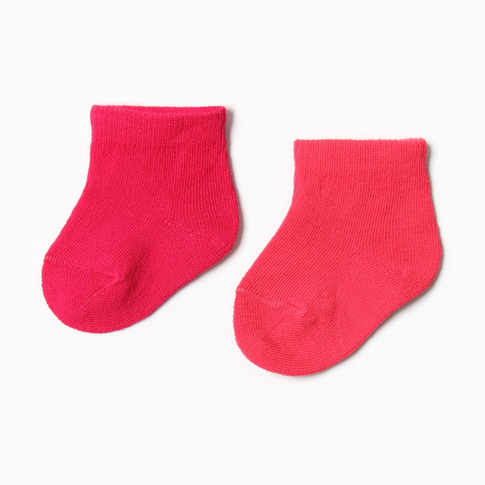 Носки детские Хлопок (2 пары), цвет коралловые/фуксия, р-р 10-12 - Фото 1