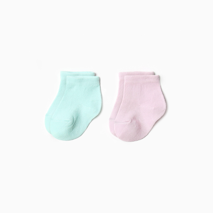 Носки детские Хлопок (2 пары), цвет мятный/ сиреневый, р-р 10-12 - Фото 1