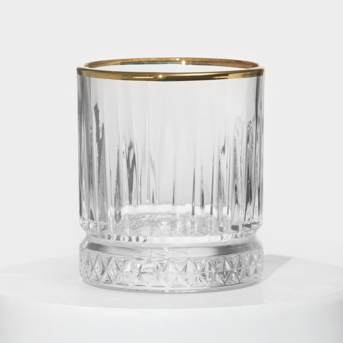 Набор стеклянных стаканов Elysia, 210 мл, 4 шт, с золотой каймой - фото 1885835444
