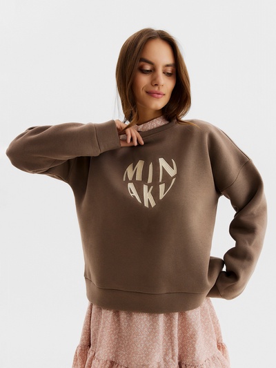 Свитшот женский MINAKU: Velvet Collection цвет коричневый, размер 52