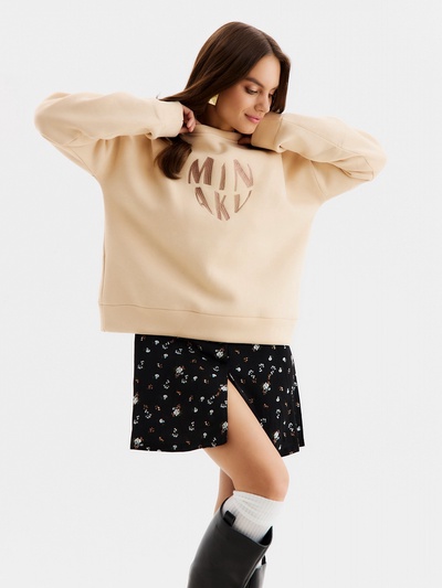 Свитшот женский MINAKU: Velvet Collection цвет молочный, размер 44