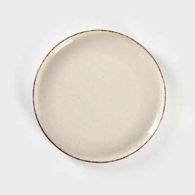 Тарелка фарфоровая «Pearl», d=25 см, бежевая