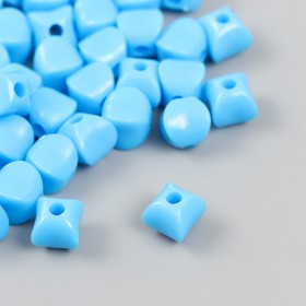 Бусины для творчества пластик "Кубик со сплющенными краями" синий набор 25-30 гр d=0,8 см