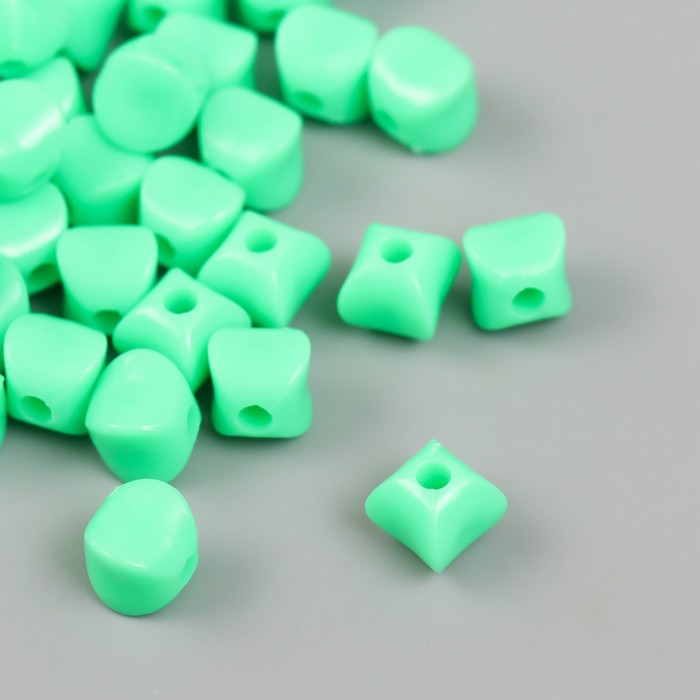 Бусины для творчества пластик "Кубик со сплющенными краями" зелёный набор 30 гр d=0,8 см - Фото 1