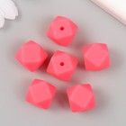 Бусина силикон "Многогранник" ярко-розовая d=1,4 см - Фото 2