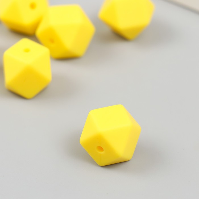 Бусина силикон "Многогранник" ярко-желтая d=1,4 см - Фото 1