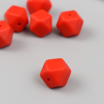 Бусина силикон "Многогранник" красная d=1,4 см