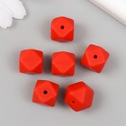 Бусина силикон "Многогранник" красная d=1,4 см - Фото 2