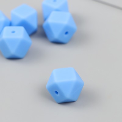 Бусина силикон "Многогранник" фарфорово-голубая d=1,4 см