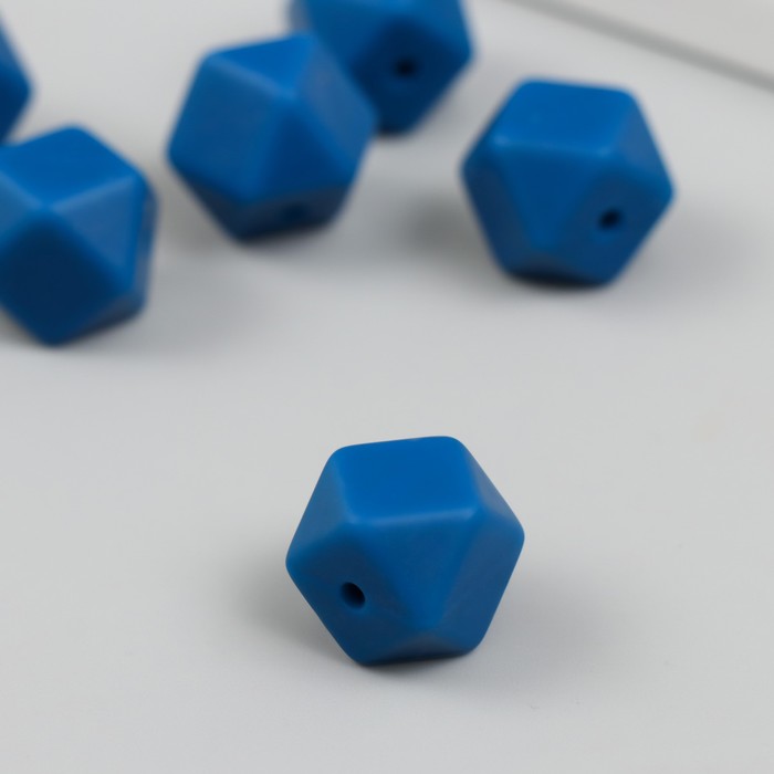 Бусина силикон "Многогранник" тёмно-синяя d=1,4 см - Фото 1