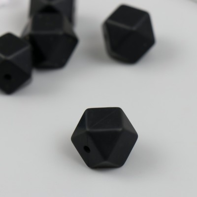 Бусина силикон "Многогранник" чёрная d=1,4 см