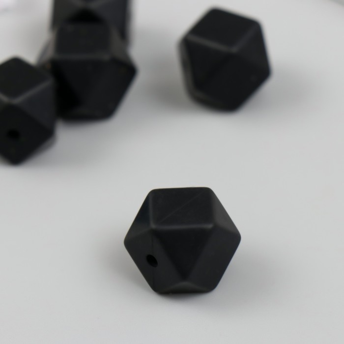 Бусина силикон "Многогранник" чёрная d=1,4 см - Фото 1