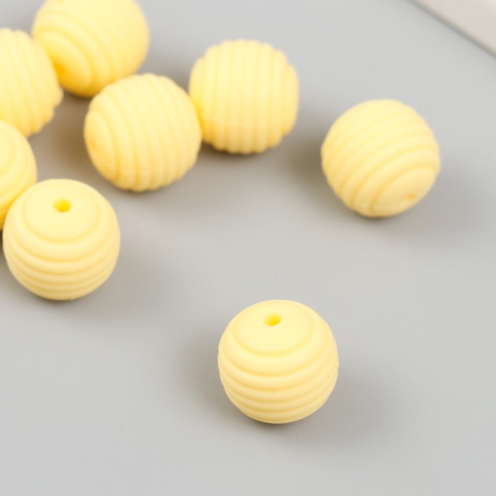 Бусина силикон "Круглая с фаской" светло-желтая d=1,5 см - Фото 1