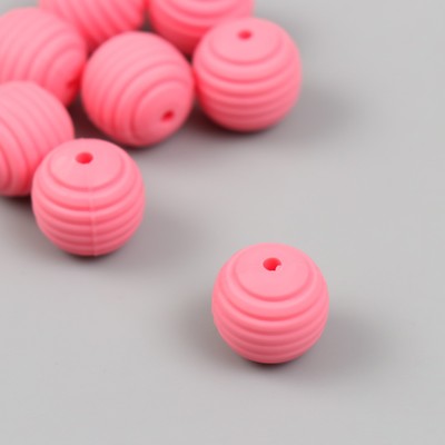 Бусина силикон "Круглая с фаской" розовая d=1,5 см
