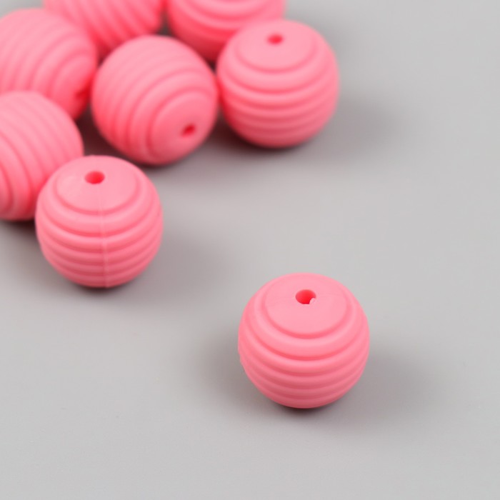 Бусина силикон "Круглая с фаской" розовая d=1,5 см - Фото 1