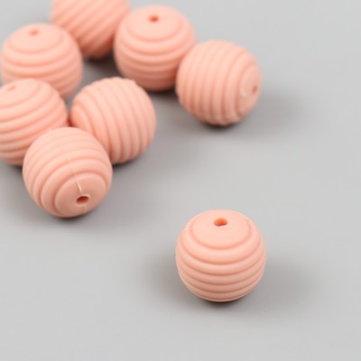 Бусина силикон "Круглая с фаской" пепельно-розовая d=1,5 см