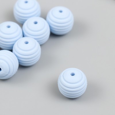 Бусина силикон "Круглая с фаской" серо-голубая d=1,5 см